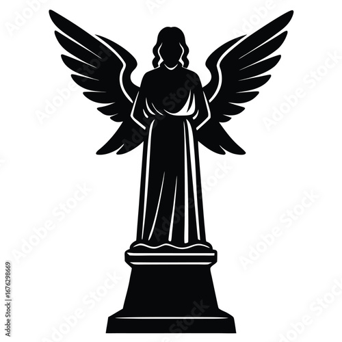 angel statue silhouette vector icon