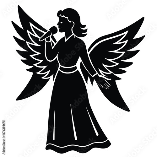 angel singing silhouette vector icon