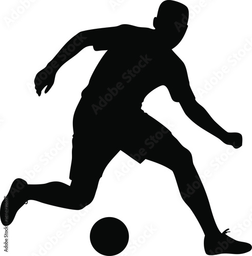 Dynamic silhouette of soccer player kicking ball capturing athleticism and sport action silhouette