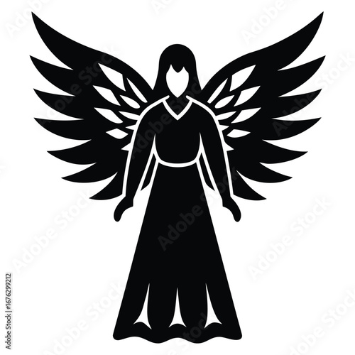 christmas angel silhouette vector icon