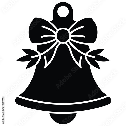 christmas bell silhouette vector icon