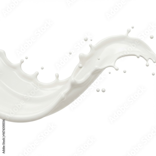 Dynamic Milk Splash on a Clean White Background in a Smooth and Flowing Motion