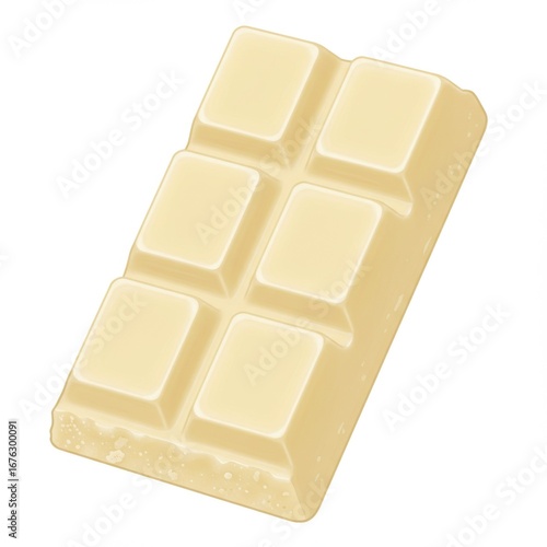 Close Up White Chocolate Bar with Distinct Sections on a Neutral Background
