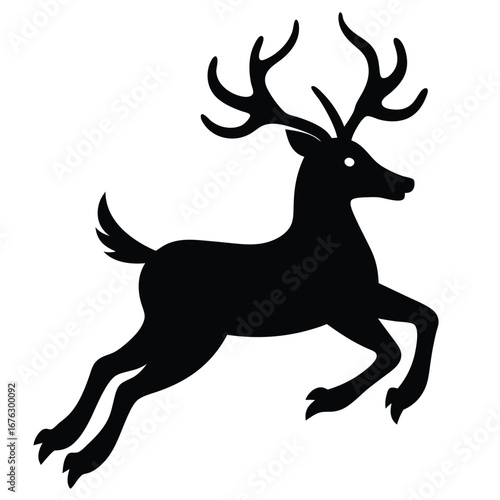 flying reindeer silhouette vector icon