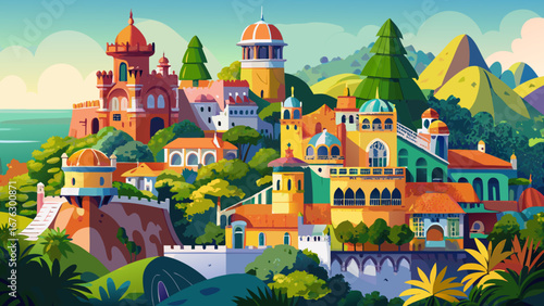 Sintra Palaces, Portugal
Colorful palaces rise among forested hills, blending romantic architecture with lush gardens, creating a whimsical landscape of royal heritage and imagination.