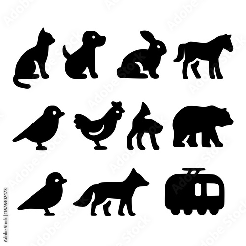 Diverse animal silhouettes ready for creative design projects