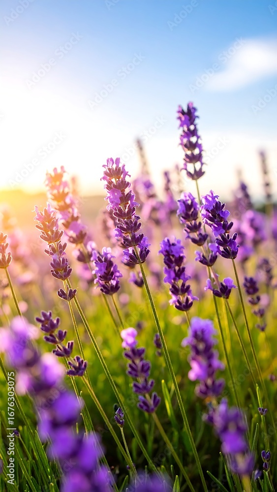 Obraz premium Lavender field bathed in sunlight (1)