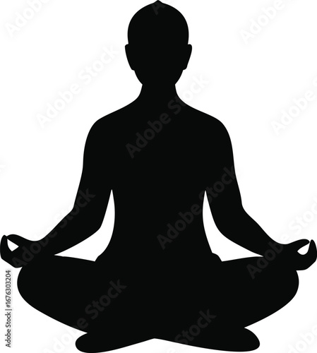 Silhouette of a person in lotus pose meditating for inner peace and serenity silhouette