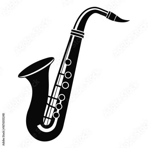 saxophone silhouette vector icon
