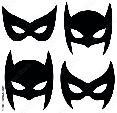 Superhero masks 3d icon set. featuring hero, villain, mask, eye, face, and disguise symbols
