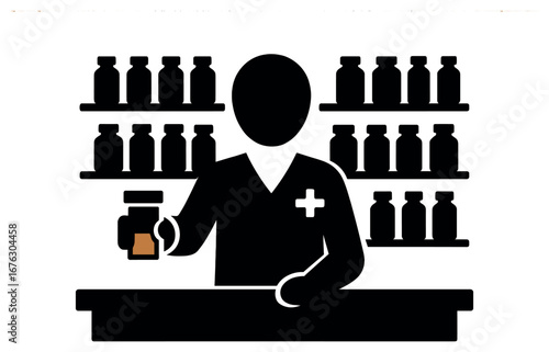 Pharmacy linear icon set. featuring pharmacist, medicine, pill, prescription, and pharmacy symbols