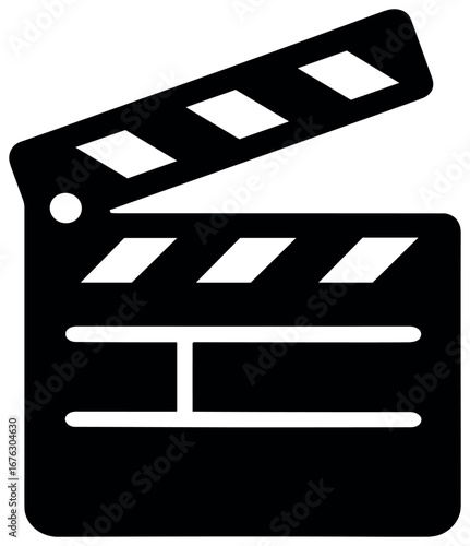 Cinema and movie flat icon set. featuring clapperboard, camera, film reel, projector, and popcorn