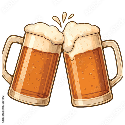 Beer themed linear icon set. featuring cheers, pint, foam, clinking mugs, celebration, and brewery symbols