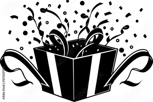 Gift box vector illustration for birthday, holiday, and Christmas celebration with a red ribbon and bow design