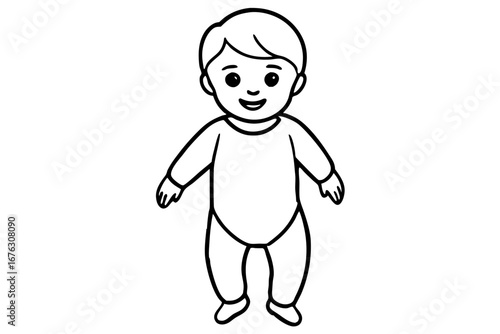 Funny smiling boy character cartoon with a blank sign