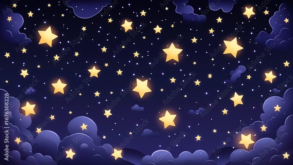 Fototapeta premium Magical Night Sky: A Celestial Tapestry of Stars and Clouds