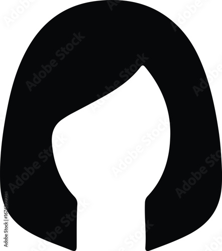 Illustrator Vector Female head simple face with bob haircut silhouette