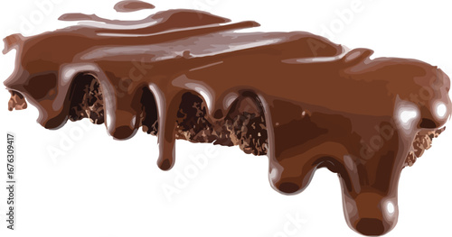 Brown Chocolate Covered Brownie Bar Dripping Melted Chocolate