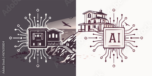 Digital intelligence connected to coastal dwellings artificial intelligence technology