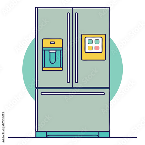 Modern kitchen appliance with touch interface and water dispenser smart fridge touchscreen