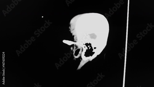 Medical themes: CT Scan of Intraparenchymal hematoma in the left basal ganglia with extension to the temporal lobe and mass effect.