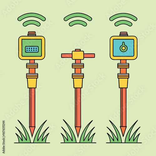 Smart garden sensors with wireless signals and grass technology