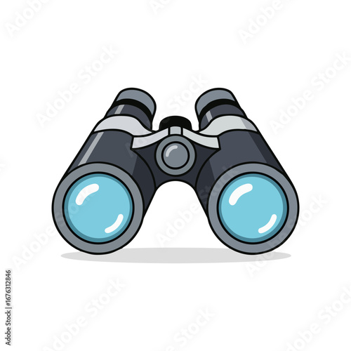 Black and Blue Binoculars – Flat Vector SVG on Transparent Background for Exploration Apps, Wildlife Content, and Travel Projects Featuring Universal Ethnicity Usage in Cool Color Palette