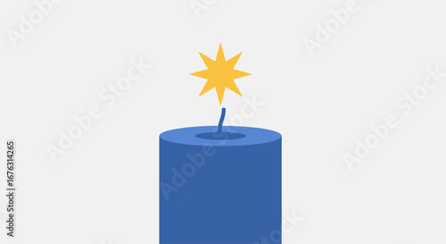 Simple illustration of a lit blue candle.