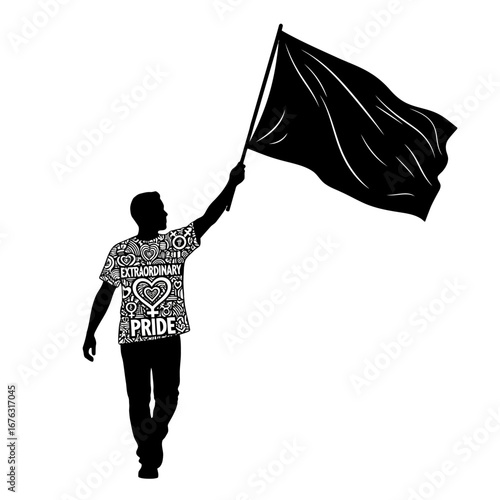 Powerful silhouette with black flag and extraordinary pride shirt design.