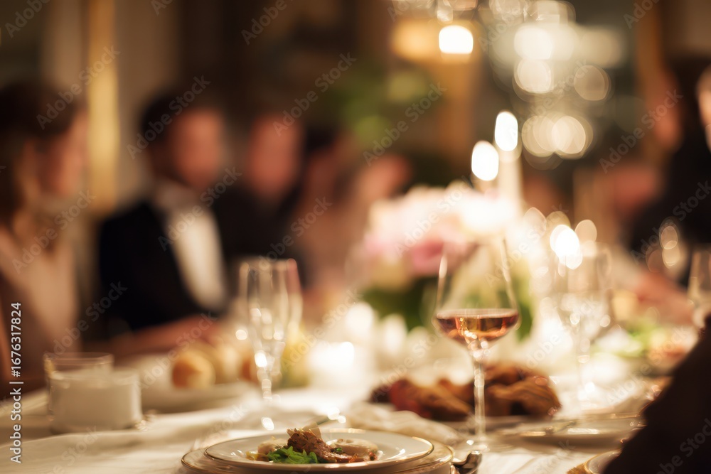 Obraz premium elegant dinner party with friends