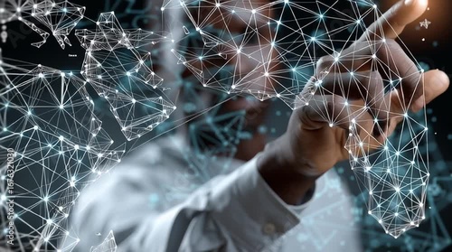 digital map od africa and other continents and african scientist - concept of technological growth	
