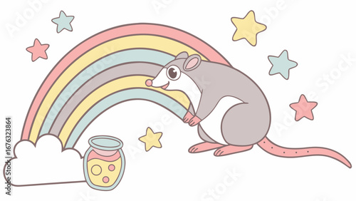 Pastel Rainbow colored  Cuscus with a Peaceful touch, placed in a Rainbow theme