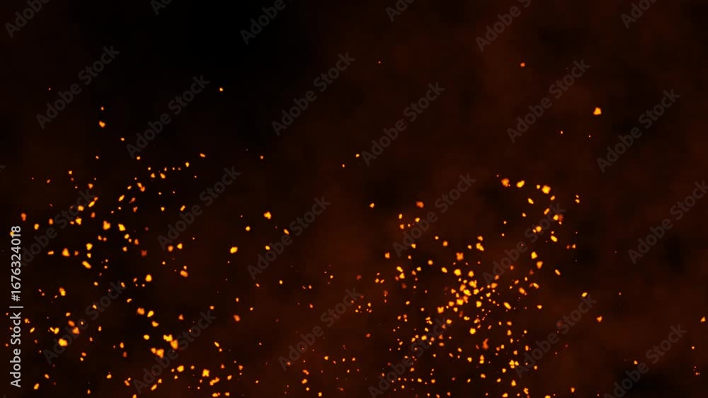 Fire Particles Floating Glowing Fire Particles Flying Up Background. Glowing fire sparks and ...