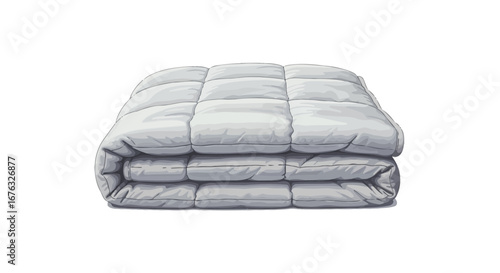 Folded quilted blanket with soft texture in calming light grey tone