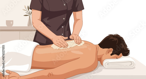 Relaxing back exfoliation with luxurious spa treatment illustration