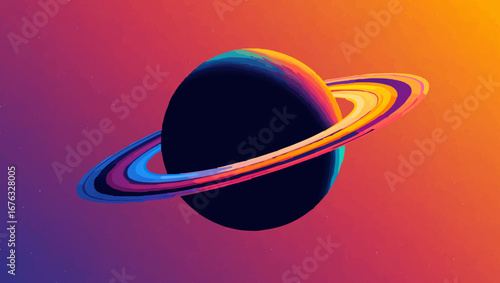 Vibrant Multi-Colored Ringed Planet in Deep Space


