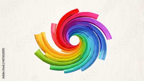 Colorful Spiral Emanating from Center on White

