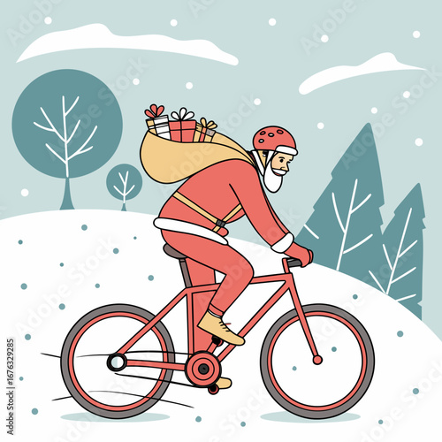 Cycling Santa Claus.
