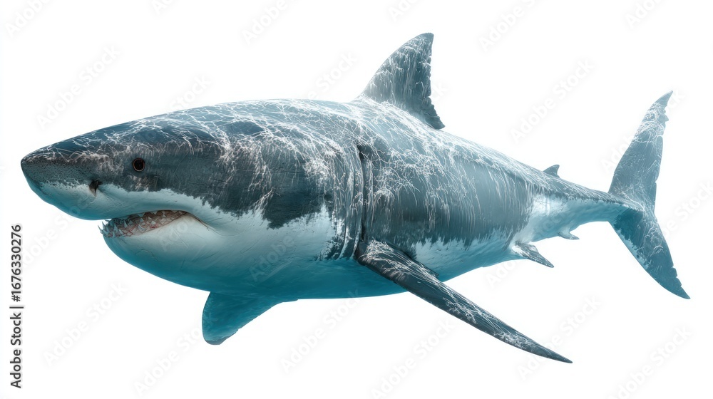 Fototapeta premium Great white shark in profile