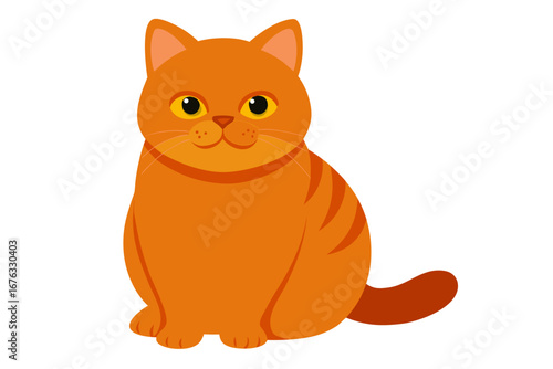 A happy cartoon cat is a funny, domestic pet illustration