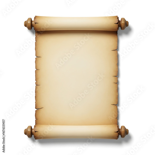 Old paper scroll parchment antique vintage blank template mockup for message or map design vector illustration