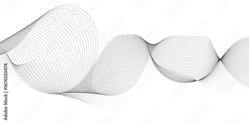 Fototapeta premium Abstract Gray Wave Lines Flowing on a Clean White Background – Minimalist Vector Design for Modern, Elegant, and Futuristic Graphic Art. 