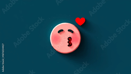 Kissing Emoji Sending Love with Heart

