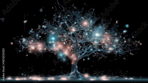 Abstract digital tree of light