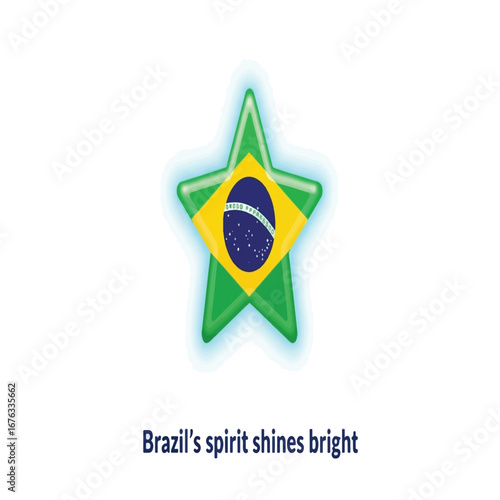 Brazil's flag graphic design with a glowing star and text "Brazil's spirit shines bright".