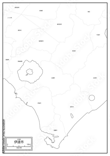 北海道伊達市の白地図データ