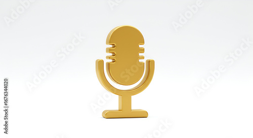 Elegant Golden Microphone Illustration with Clean White Background for Professional Audio