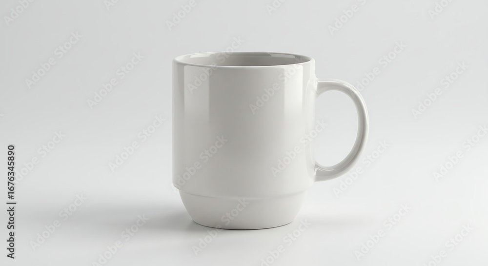 Fototapeta premium Elegant White Ceramic Mug Isolated on a Clean White Backdrop Perfect for Mockups and Branding with a Focus on Minimalist
