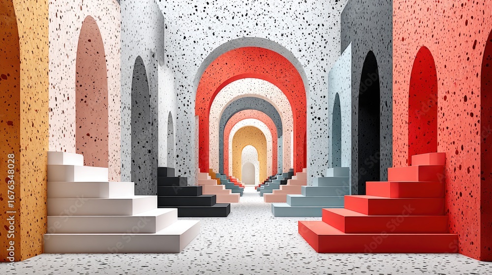 Naklejka premium Colorful Arches and Stairs