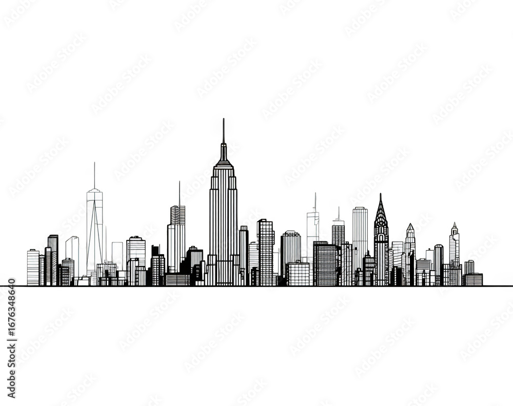 Fototapeta premium Monochrome cityscape skyline